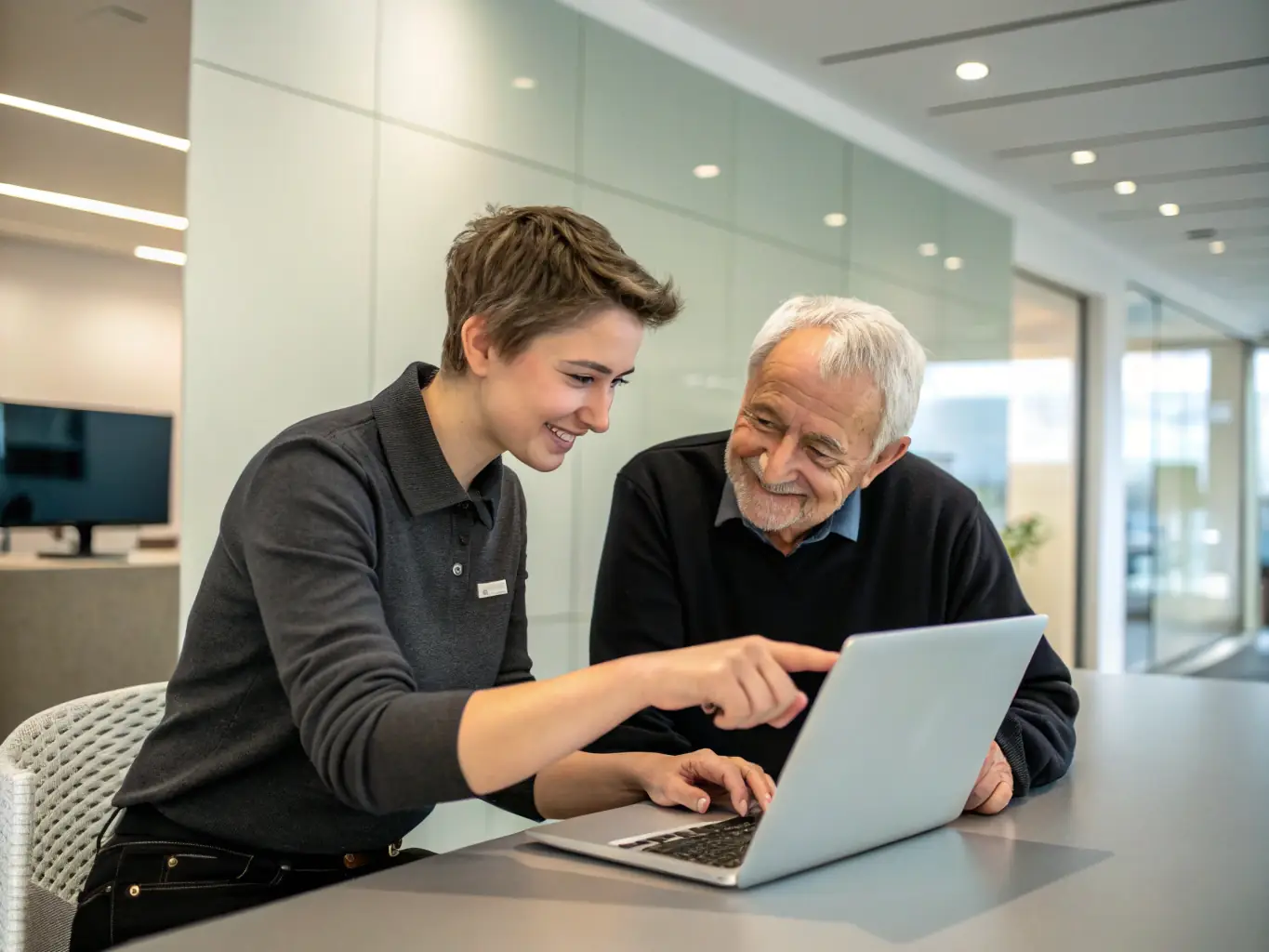 A technician assisting a user with email issues on a laptop, showcasing email troubleshooting and support services.